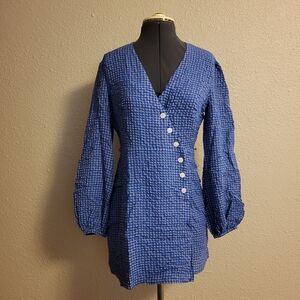 The-East Order Seersucker Button-Up Wrap Dress Size Small